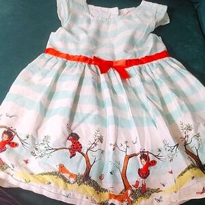 Charming Striped Kids Dress with Red Accents